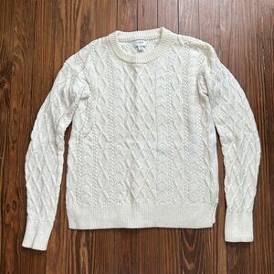 J Crew XXS white/cream crew neck cable knit sweaterter